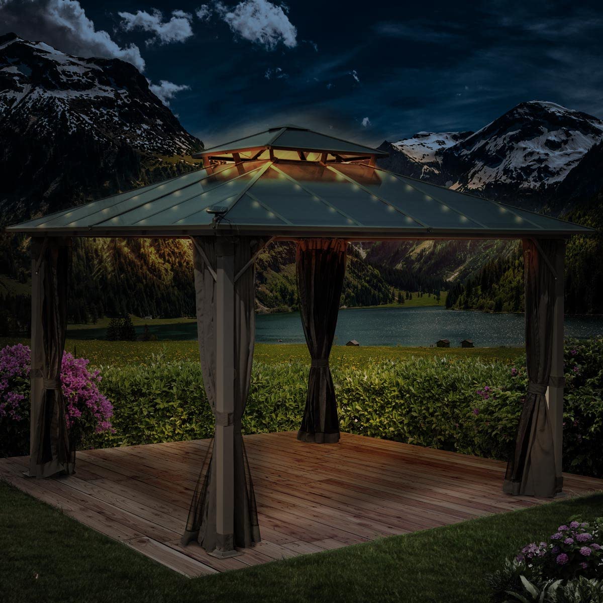 brast-pavillon-aluminium-pagode-3-5x3-5-m-dunkelgrau-led image 2