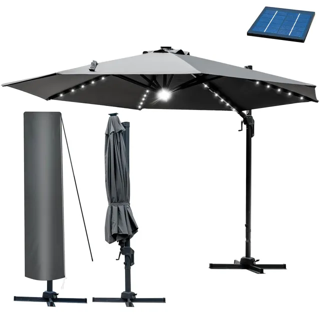brast-alu-ampelschirm-300-cm-grau-mit-led-solar image 1
