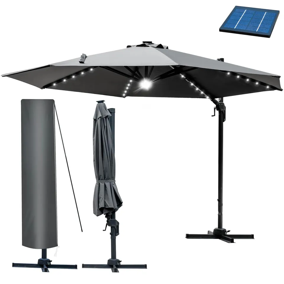 brast-alu-ampelschirm-300-cm-grau-mit-led-solar image 1