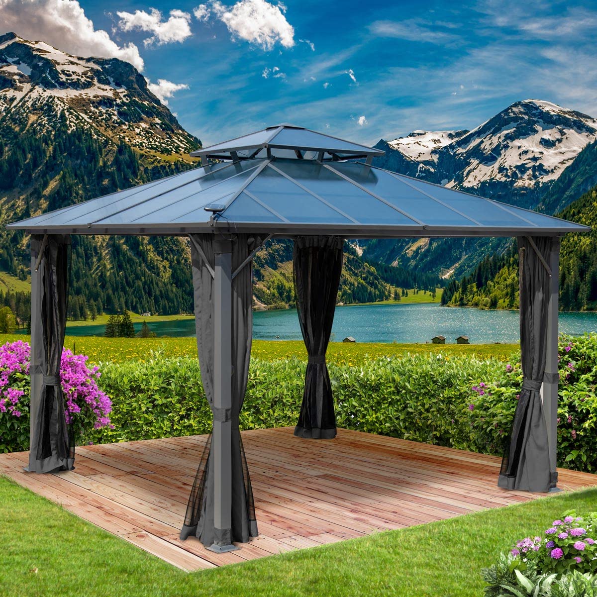 brast-pavillon-aluminium-pagode-3-5x3-5-m-dunkelgrau-led image 1