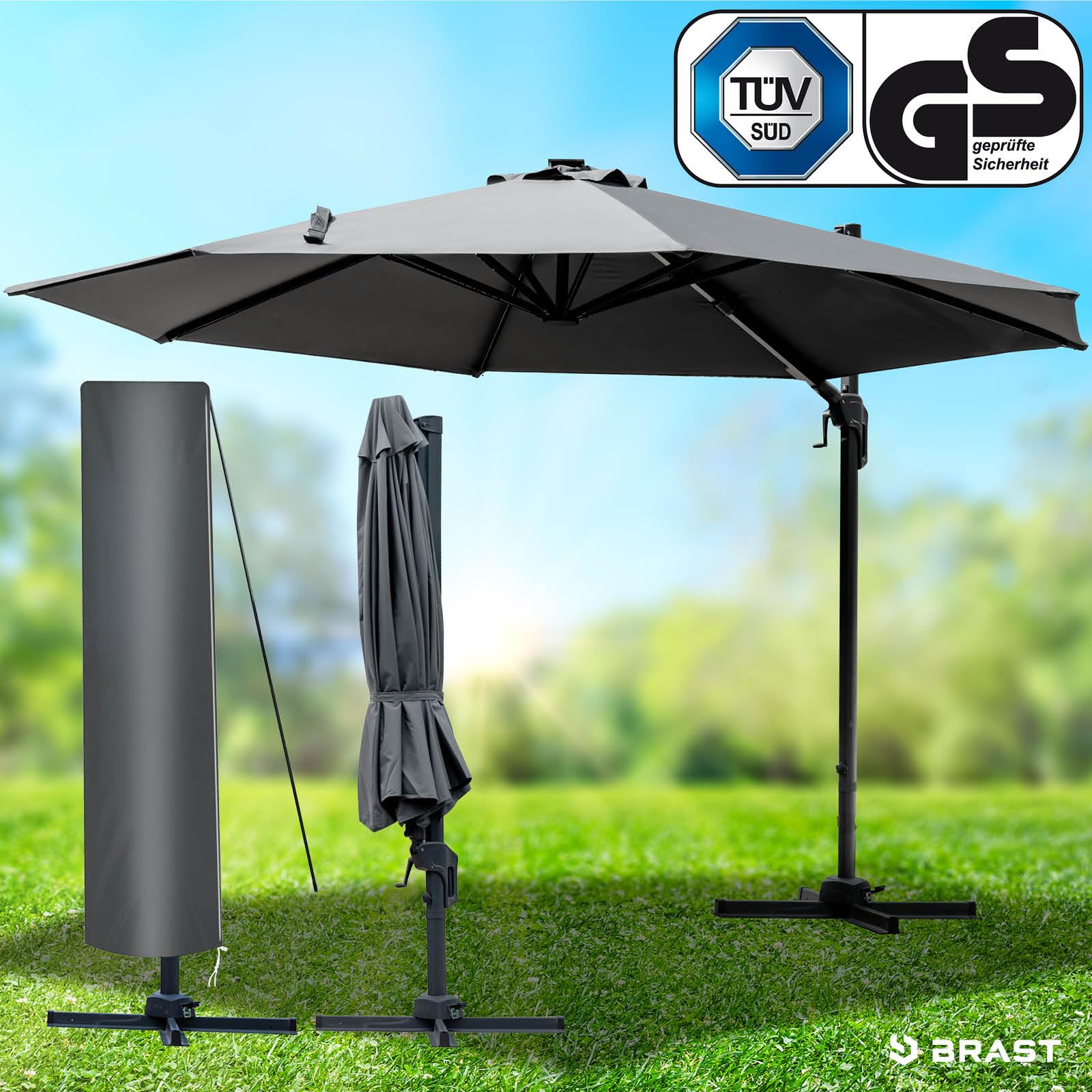 brast-alu-ampelschirm-300-cm-grau-uv50-drehbar image 2