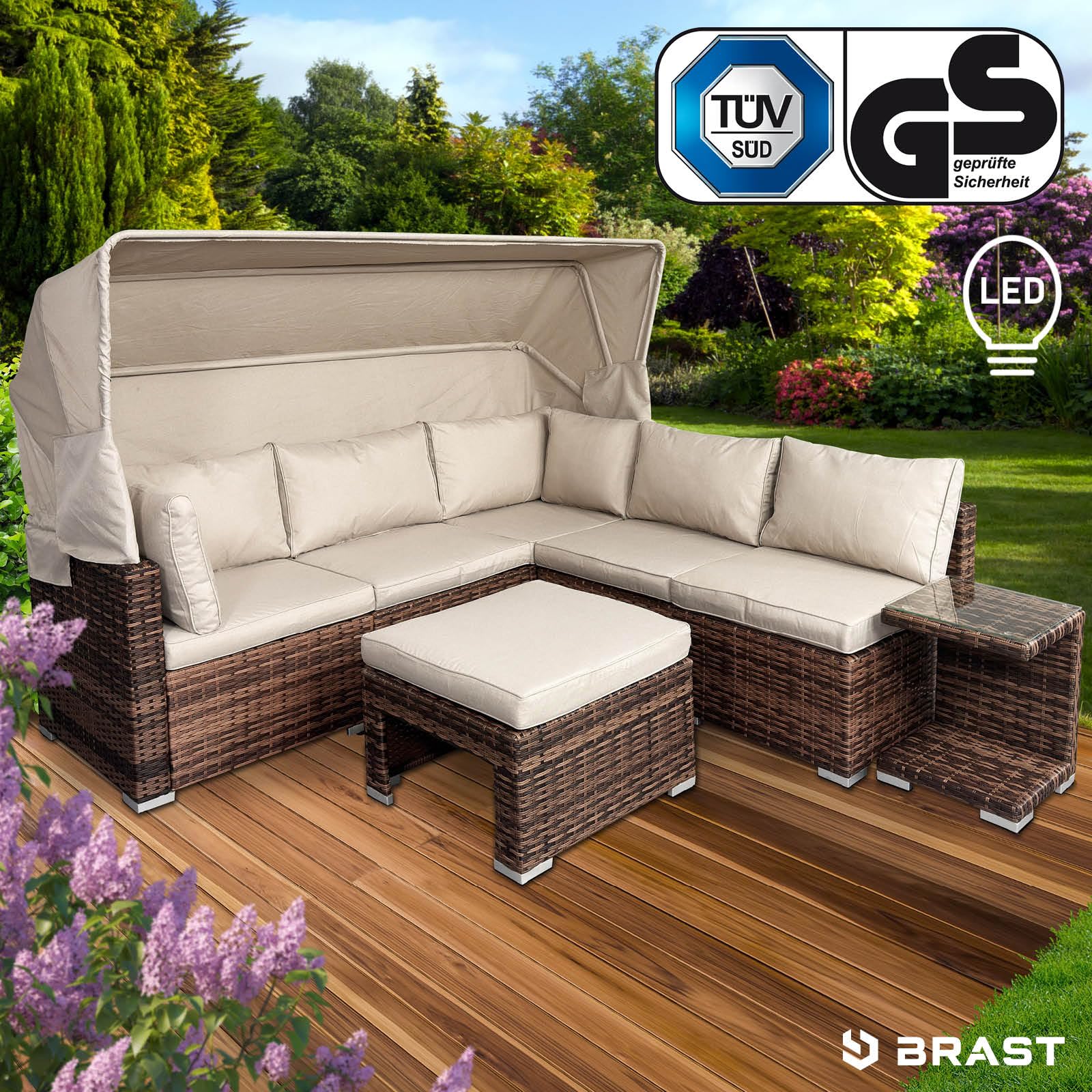 brast-sonneninsel-lounge-set-230cm-polyrattan-braun-mit-led-dach image 2