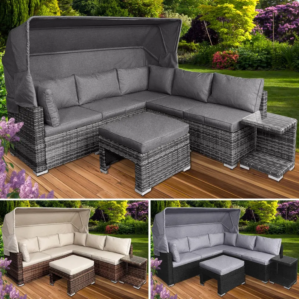 brast-sonneninsel-lounge-set-230cm-polyrattan-schwarz-mit-led-dach image 1