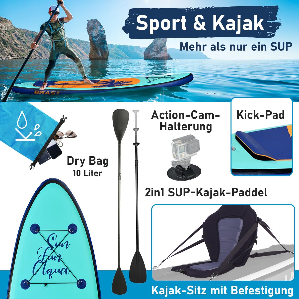 brast-tropic-sup-board-set-320-cm-aufblasbar-mit-kajak-sitz image 4