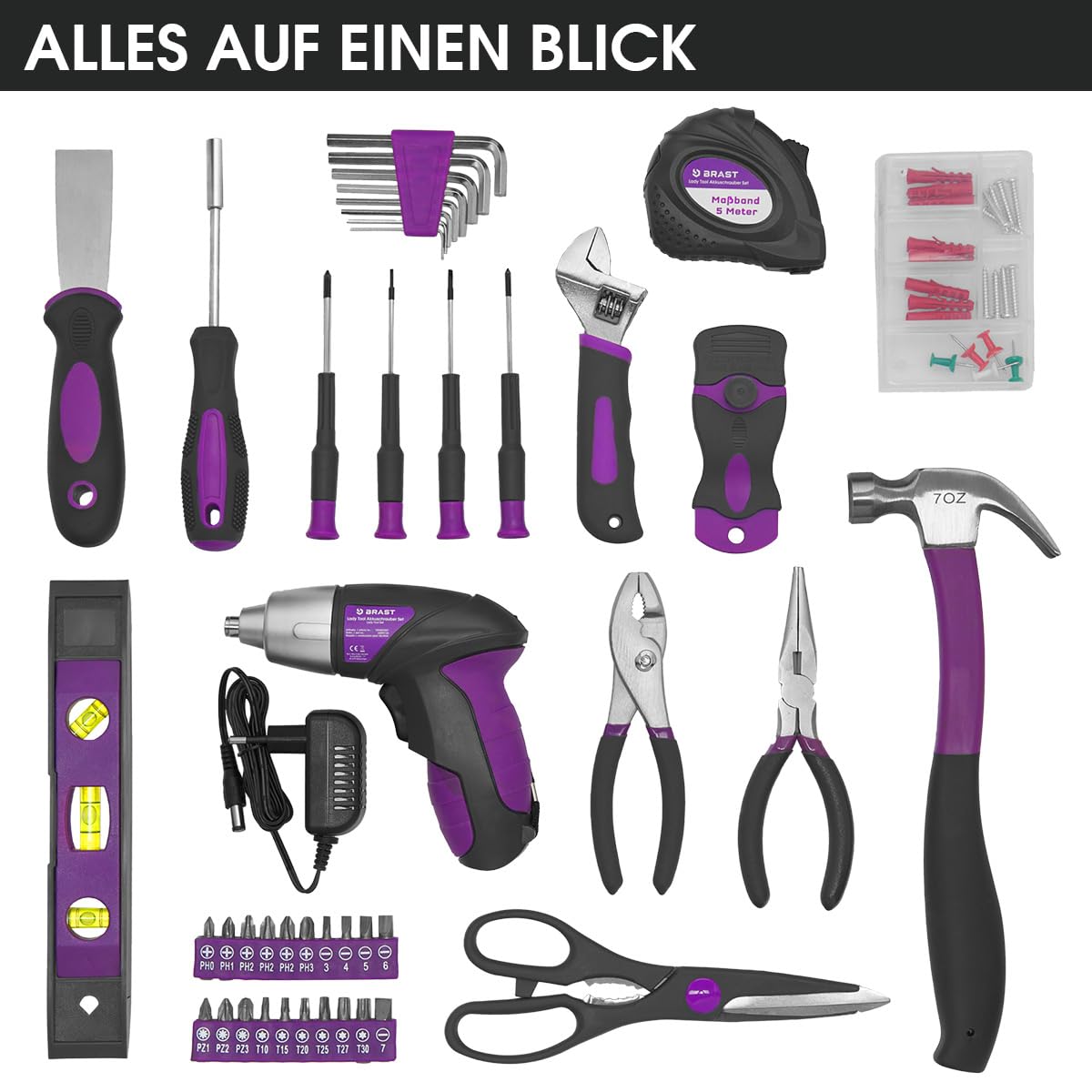 brast-werkzeugkoffer-44-tlg-rosa-akkuschrauber-4v-haushalt image 7