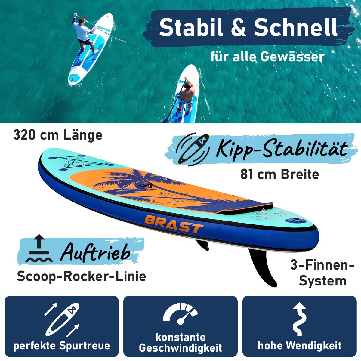 brast-tropic-sup-board-set-320-cm-aufblasbar-mit-kajak-sitz image 2