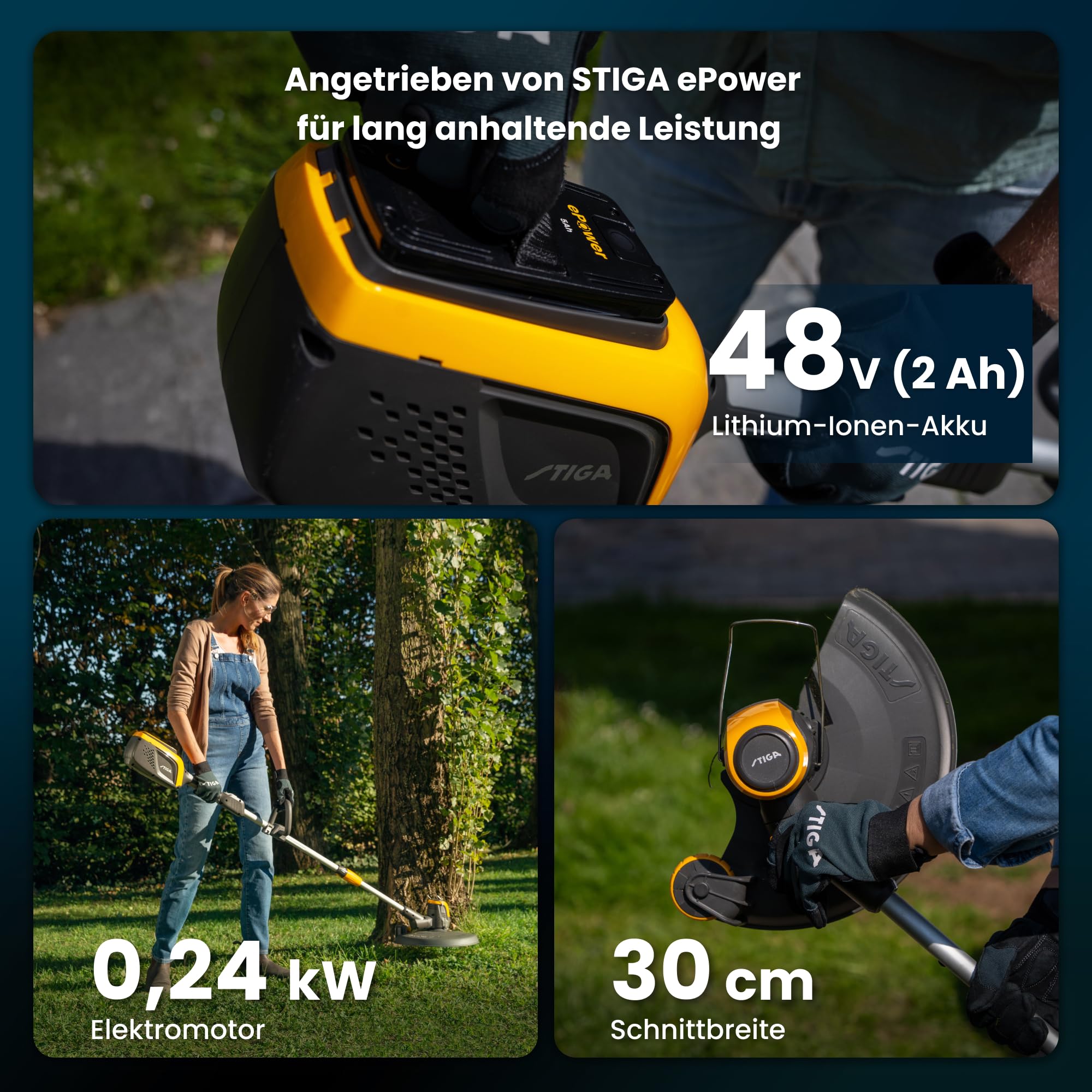 stiga-gt-500e-kit-akku-rasentrimmer-48-v-30-cm-mit-akku image 2
