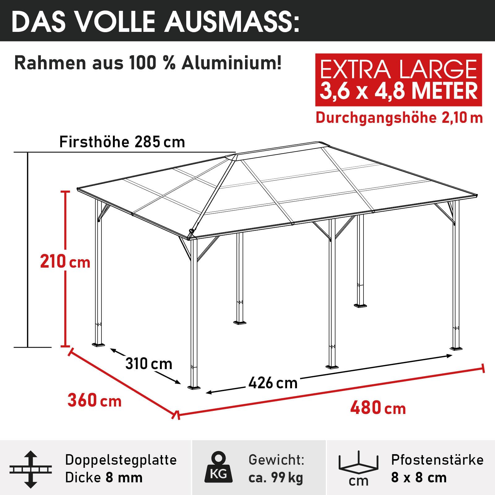brast-premium-alu-pavillon-3-6x4-8-m-beige-hardtop image 2