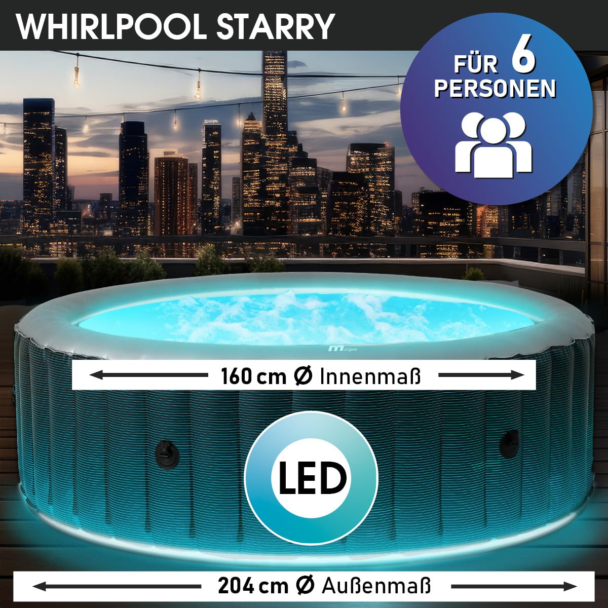 brast-mspa-starry-whirlpool-aufblasbar-6-personen-204-cm-led image 2