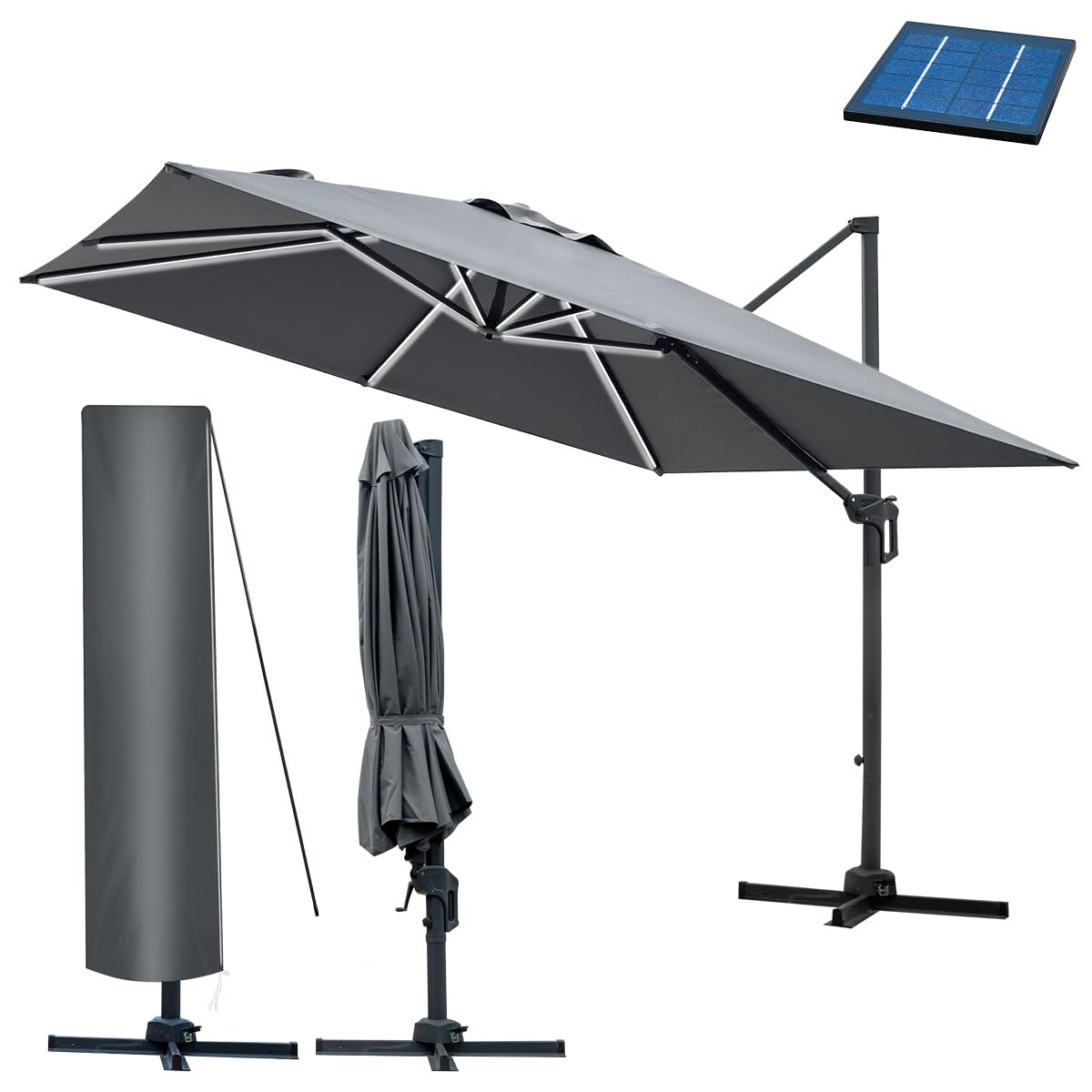 brast-ampelschirm-3x3-m-sonnenschirm-grau-mit-leds-uv-50 image 1