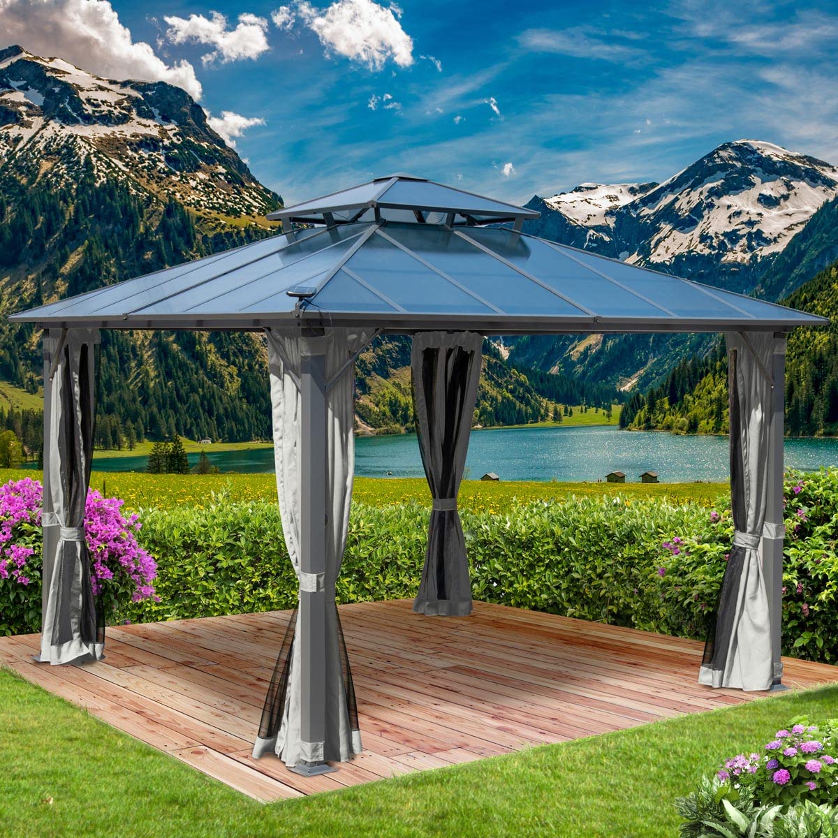brast-pagode-pavillon-3-5x3-5m-hellgrau-mit-led image 1