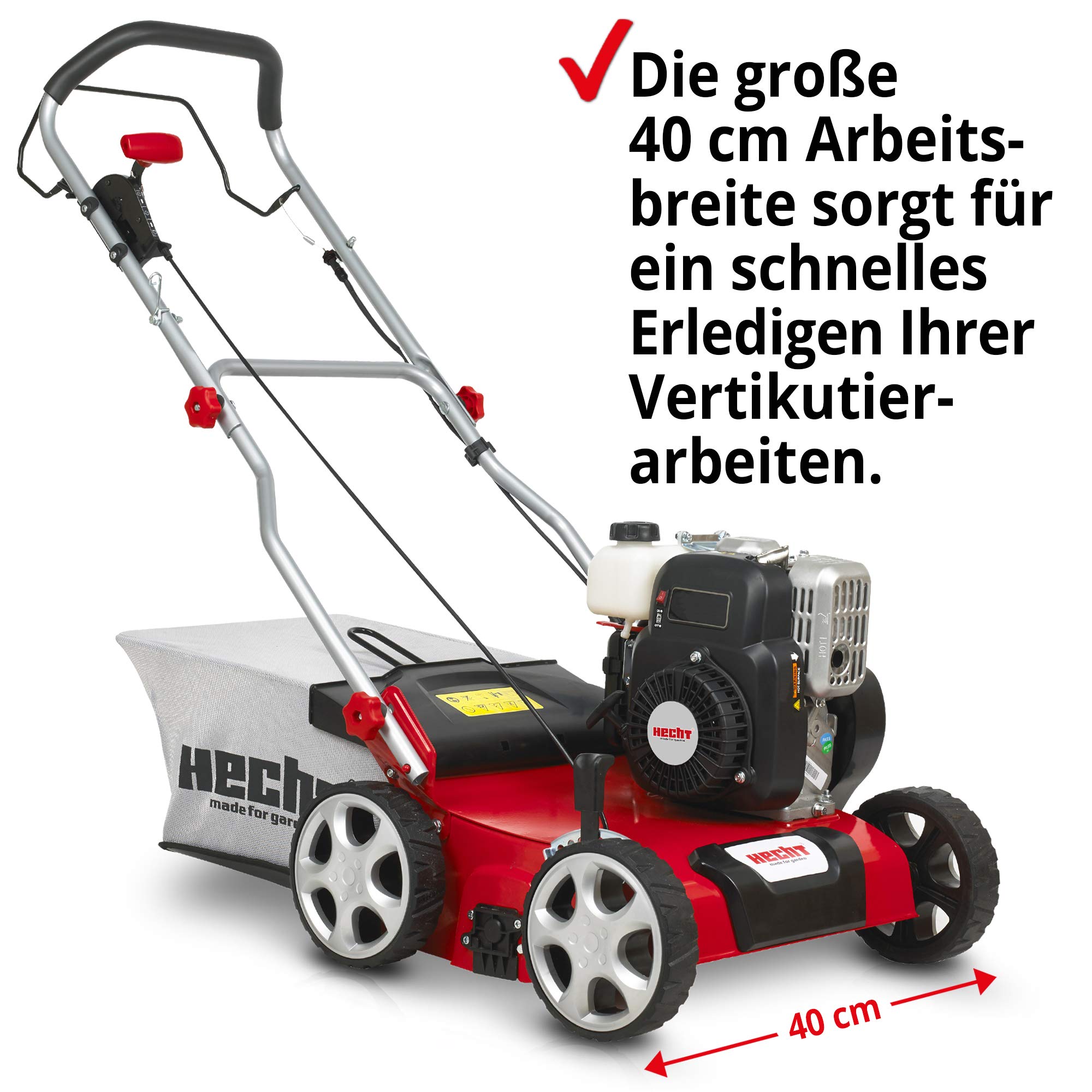 hecht-benzin-vertikutierer-2-in-1-40-cm-2-5-kw-45-l-fangkorb image 2