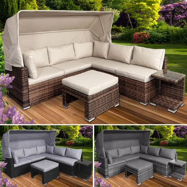 brast-sonneninsel-lounge-set-230cm-polyrattan-braun-mit-led-dach image 1