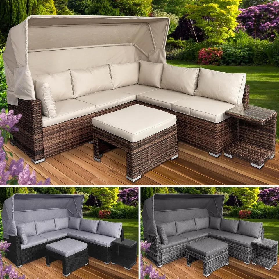 brast-sonneninsel-lounge-set-230cm-polyrattan-braun-mit-led-dach image 1