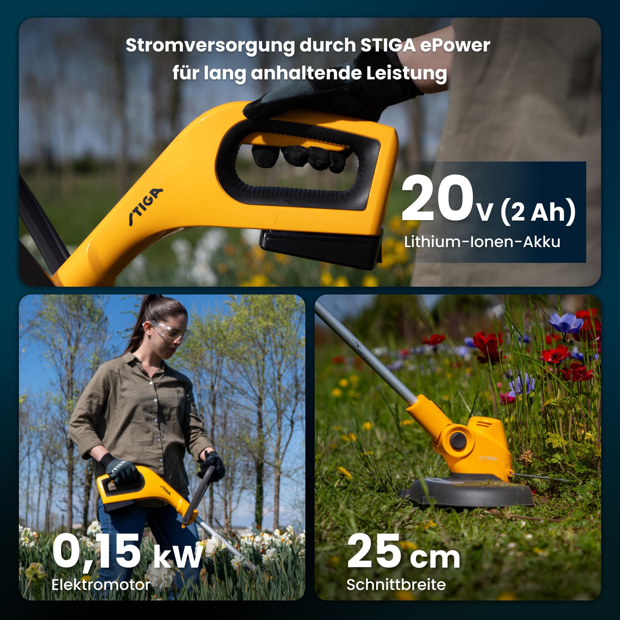 stiga-gt-100e-akku-rasentrimmer-25-cm-mit-20v-2ah-akku image 2