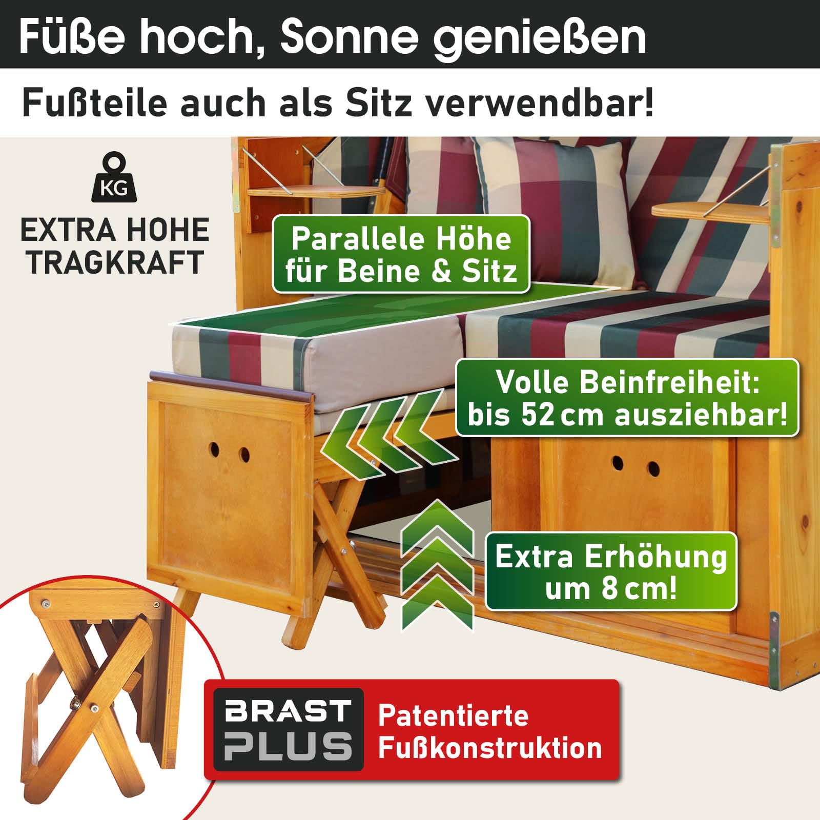 brast-strandkorb-r-gen-deluxe-2-sitzer-kariert-rot-gr-n-beige image 3