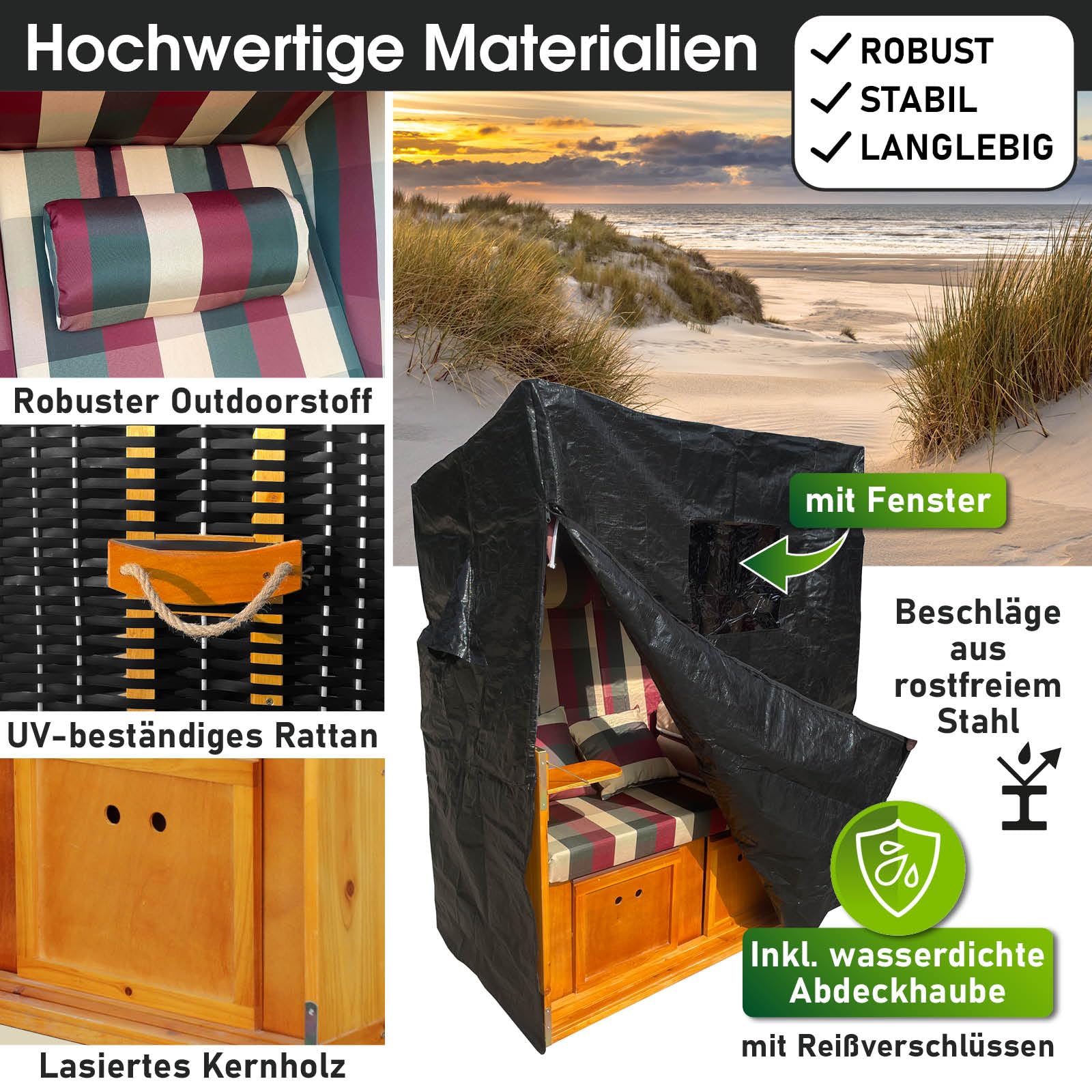 brast-strandkorb-r-gen-deluxe-2-sitzer-kariert-rot-gr-n-beige image 6