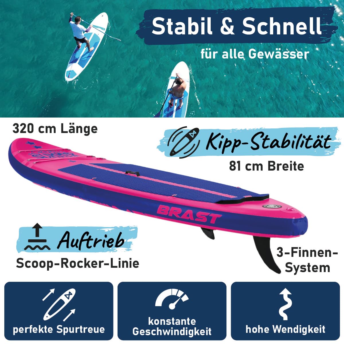 brast-summer-sup-board-set-320x81cm-200kg-mit-kajaksitz image 2