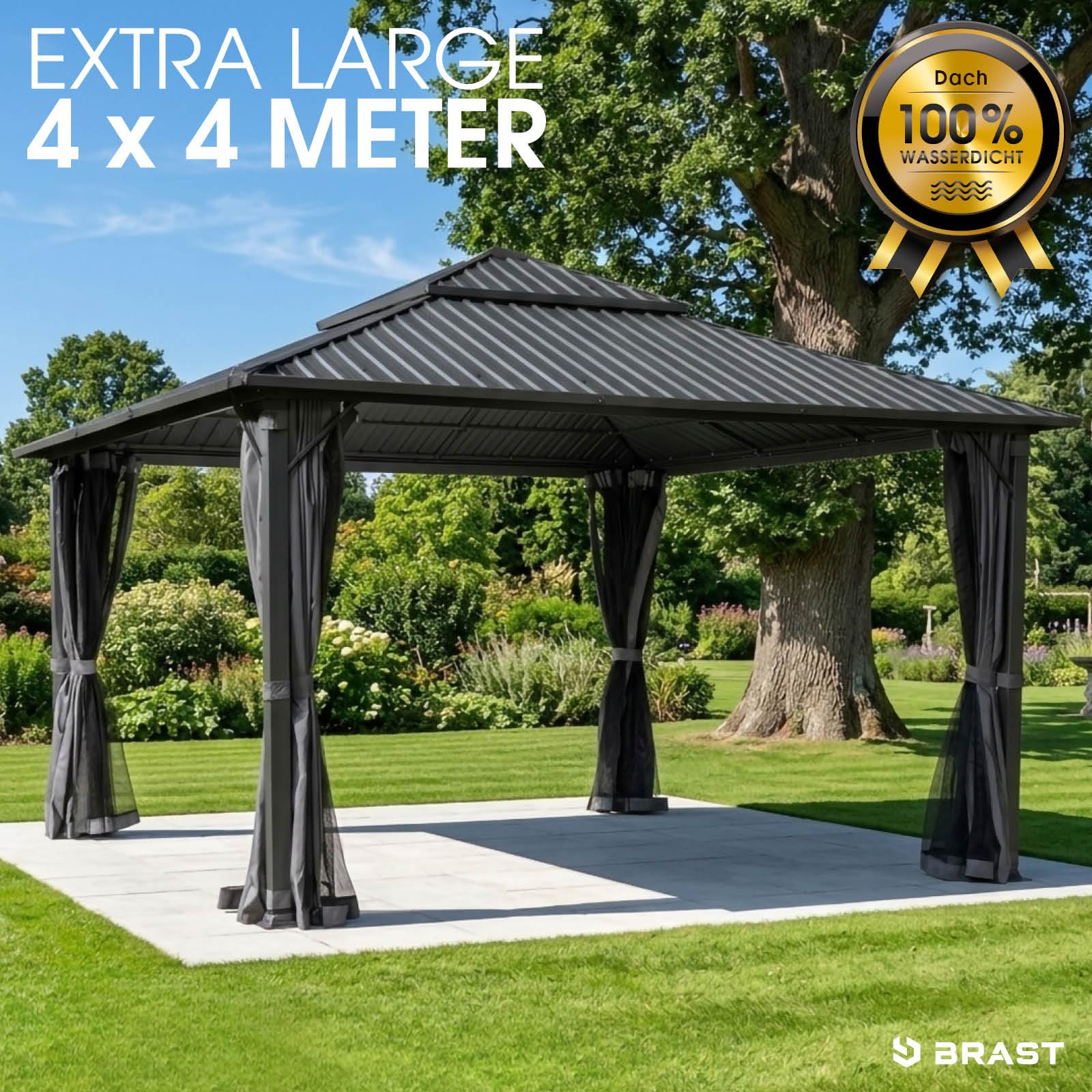 brast-pavillon-miami-alu-4x4m-hardtop-stahldach-anthrazit image 2