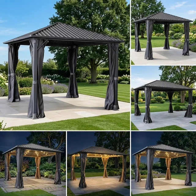 brast-pavillon-miami-alu-4x4m-hardtop-stahldach-anthrazit image 1
