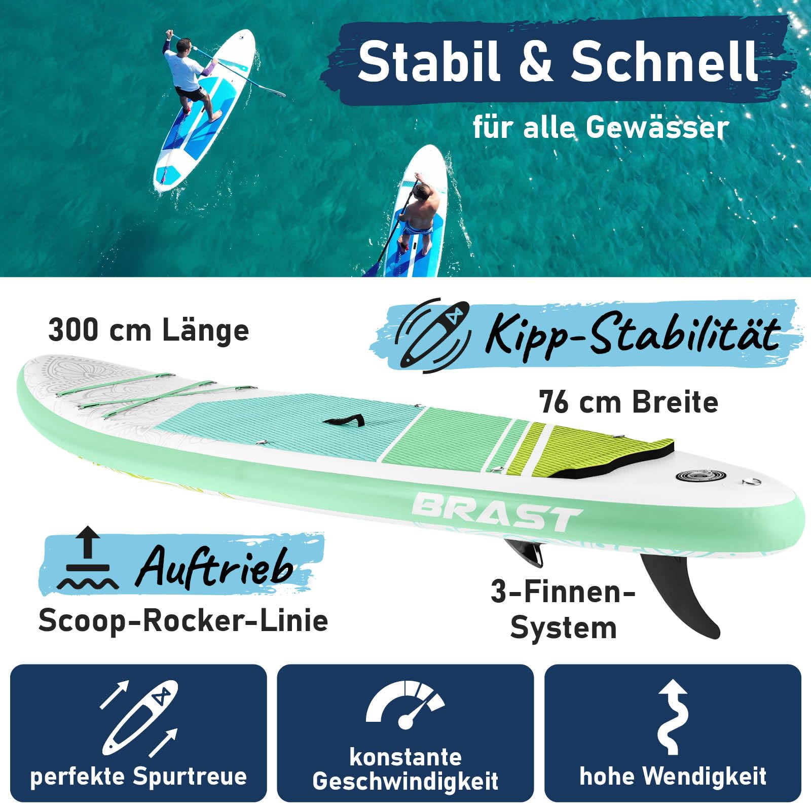 brast-lady-sup-board-300cm-set-aufblasbar-mit-kajaksitz-150kg image 2