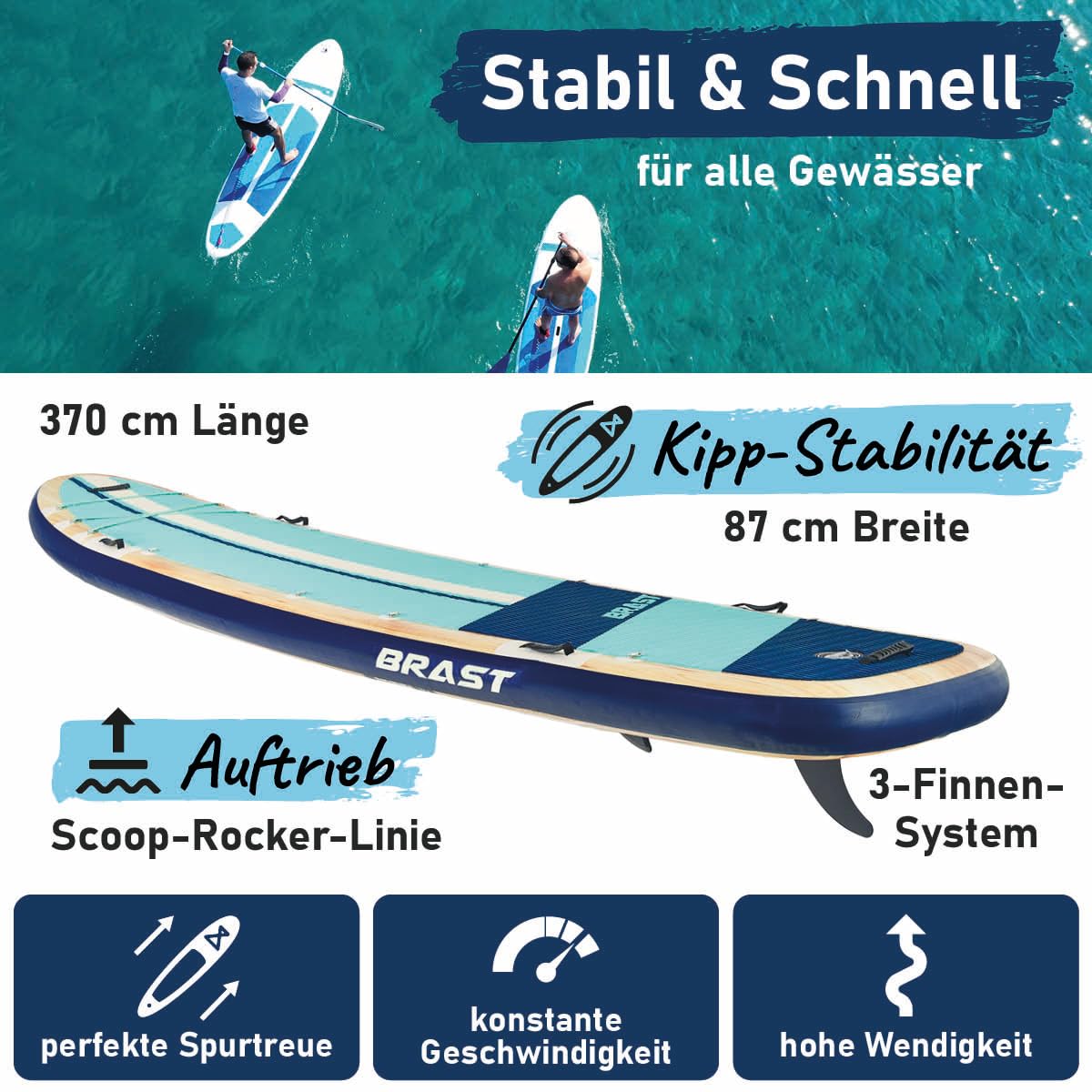 brast-family-sup-board-370-aufblasbar-xxl-stand-up-paddle-set-250kg image 2