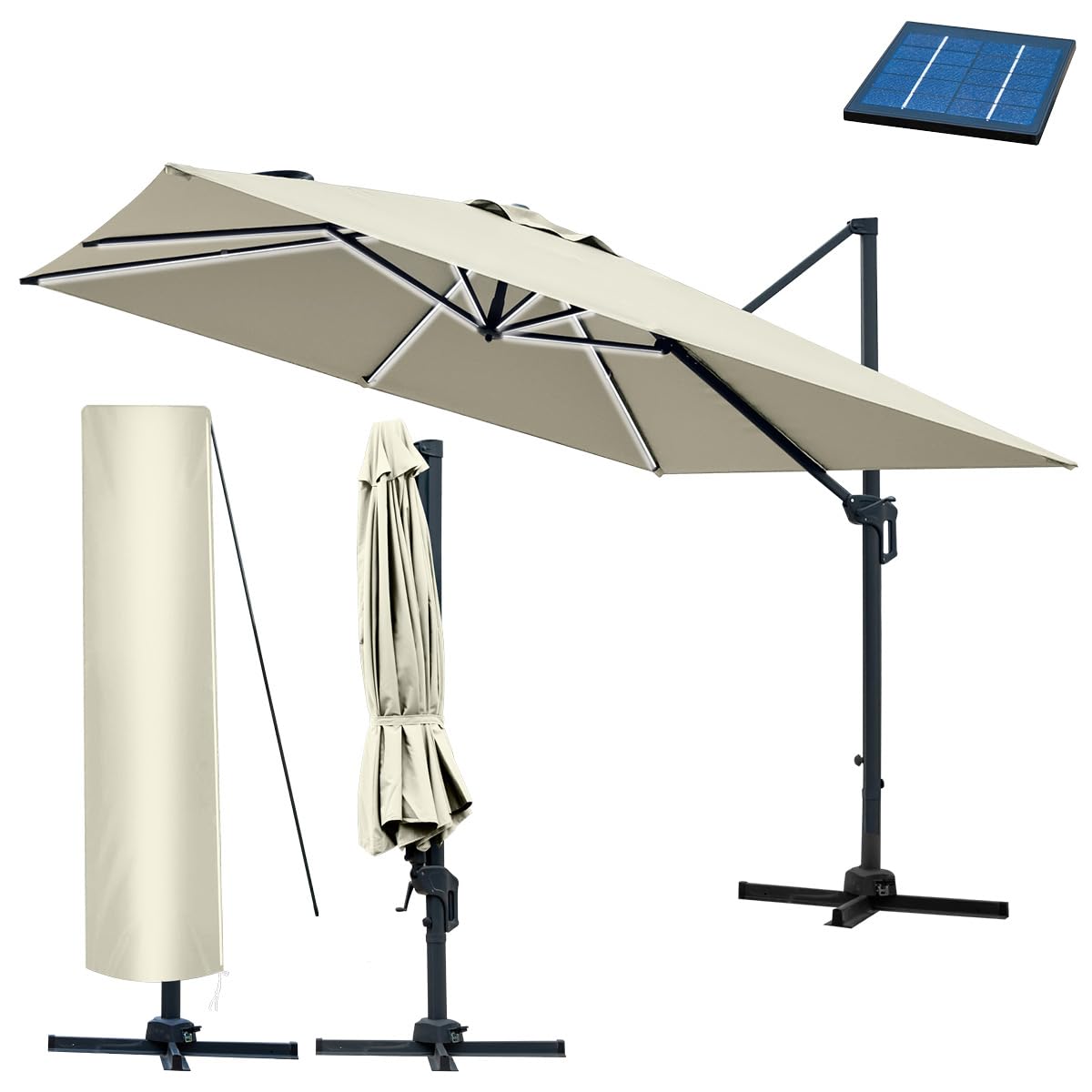 brast-ampelschirm-3x3m-beige-mit-led-und-solar image 1