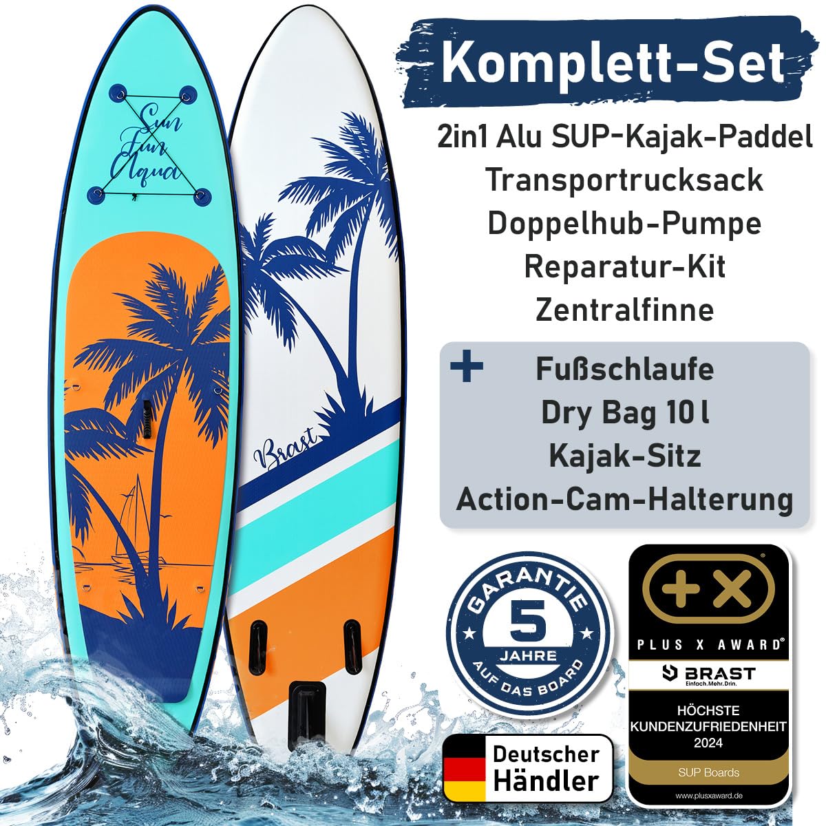 brast-tropic-sup-board-set-320-cm-aufblasbar-mit-kajak-sitz image 6