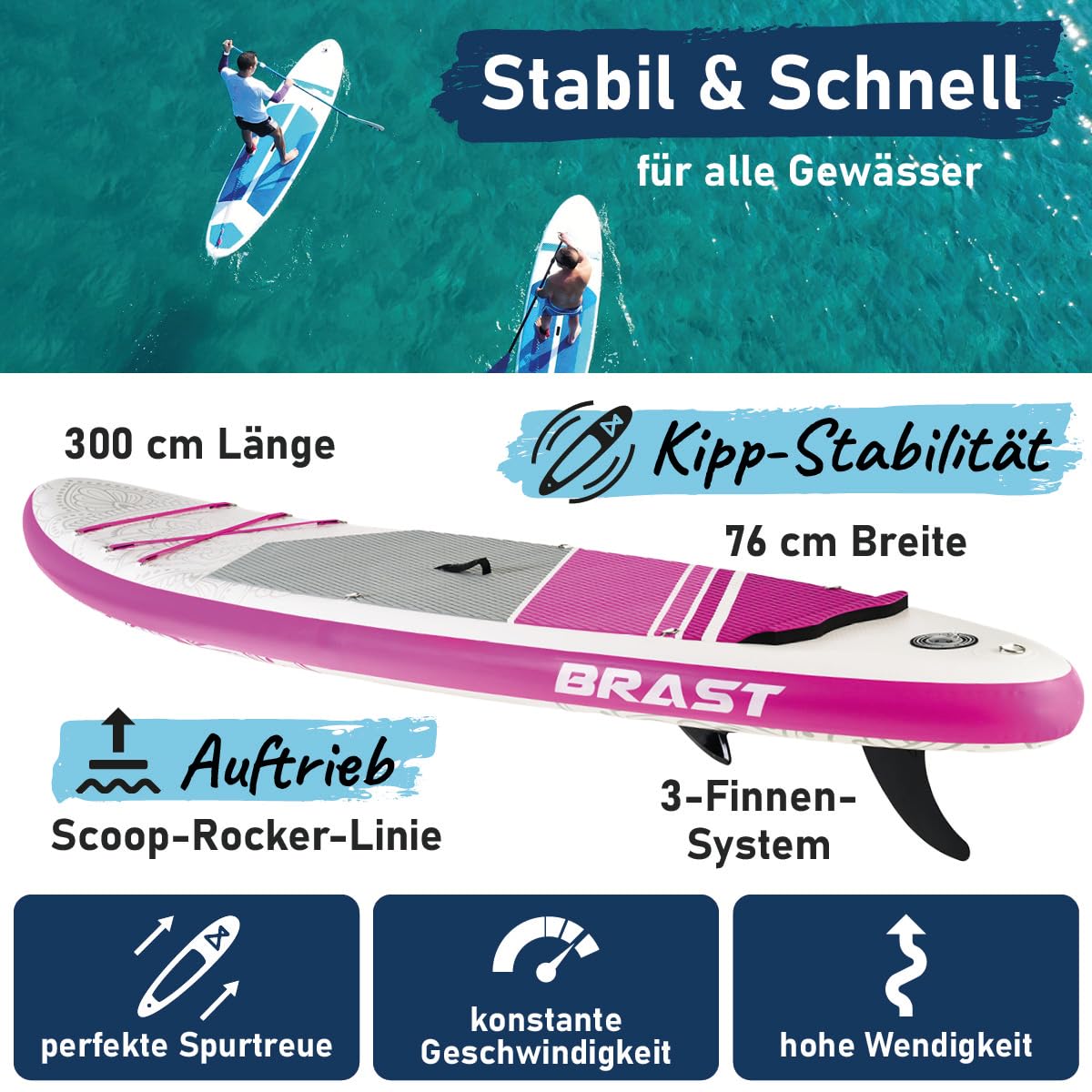 brast-lady-sup-board-set-300x76-cm-mit-kajaksitz-bis-150-kg image 2