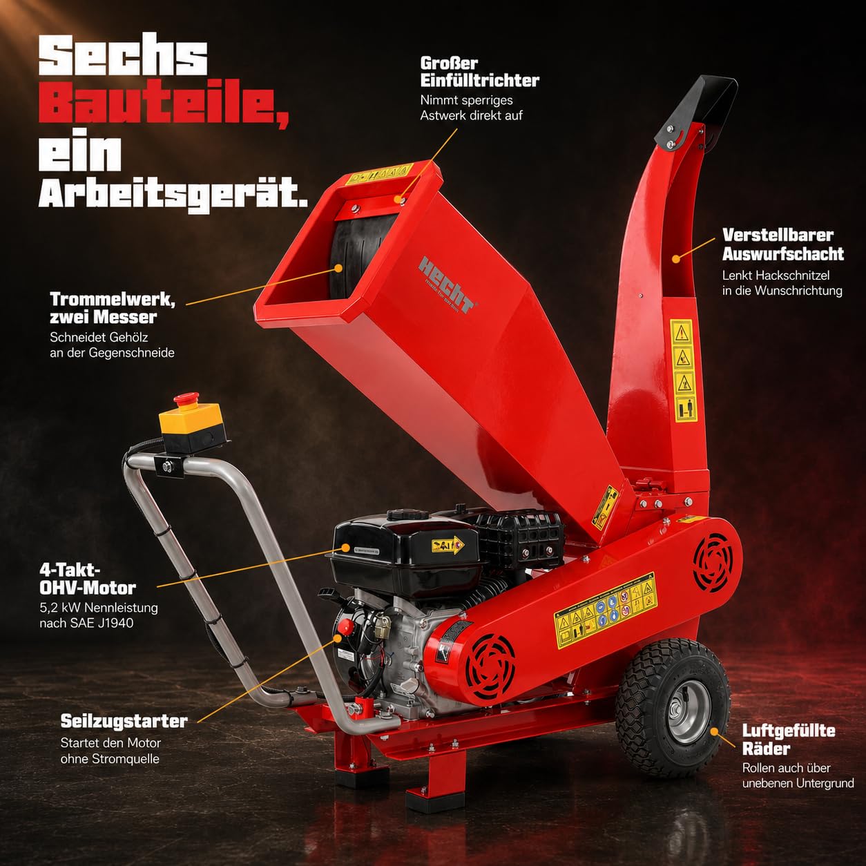 hecht-benzin-h-cksler-7-ps-208ccm-gartenh-cksler-rot-bis-70mm image 6