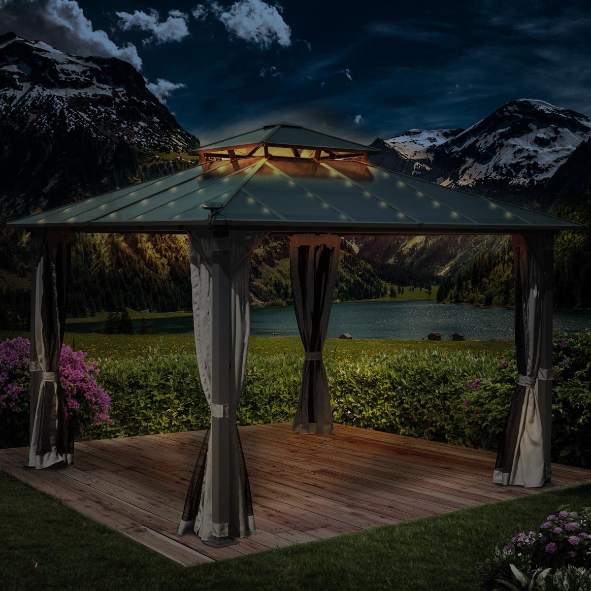 brast-pagode-pavillon-3-5x3-5m-hellgrau-mit-led image 2