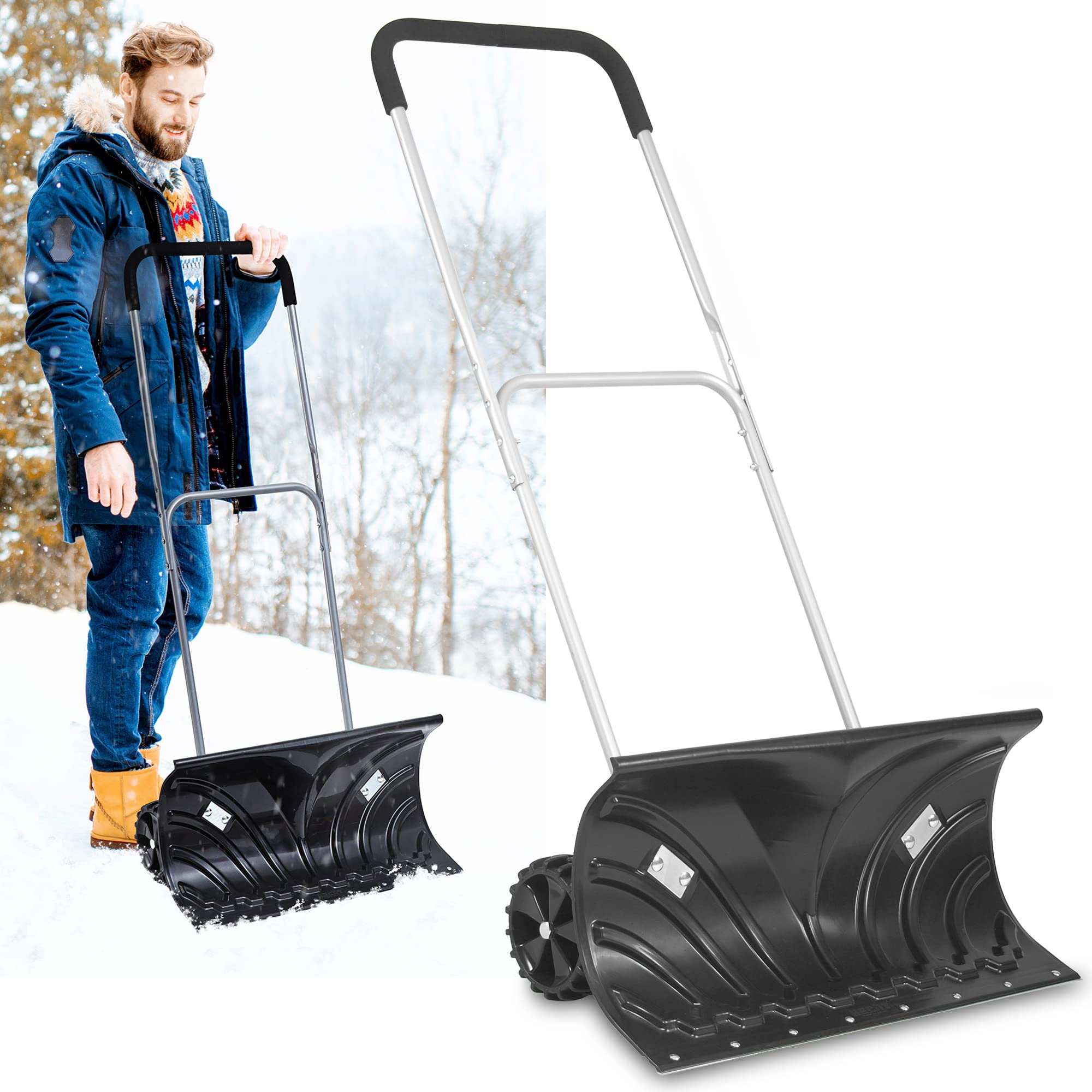 hecht-schneeschieber-mit-r-dern-66-cm-stahlkante image 1