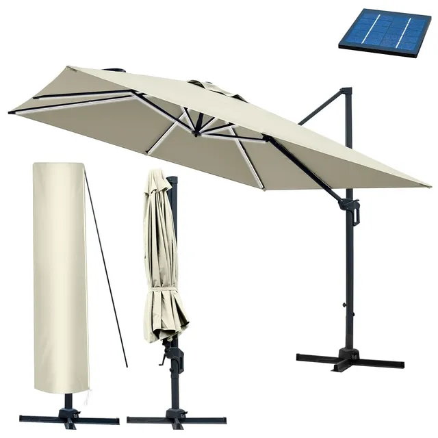 brast-ampelschirm-3x3m-beige-mit-led-und-solar image 1