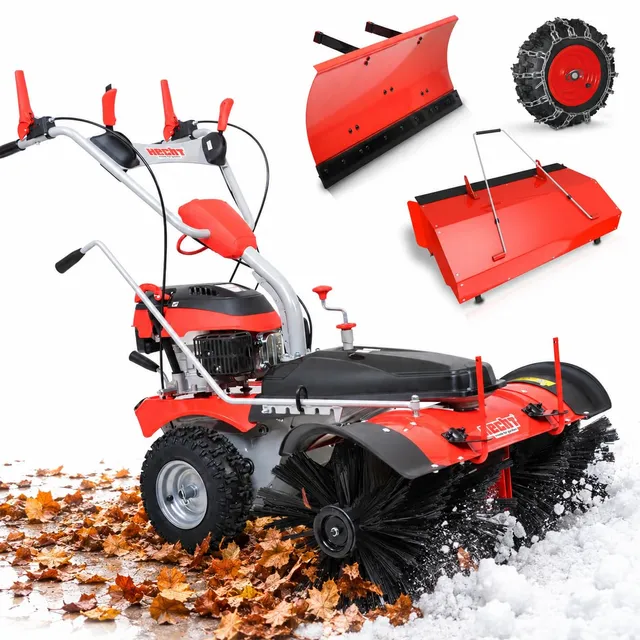 hecht-kehrmaschine-benzin-100cm-set-mit-schneeschild-auffangbox image 1