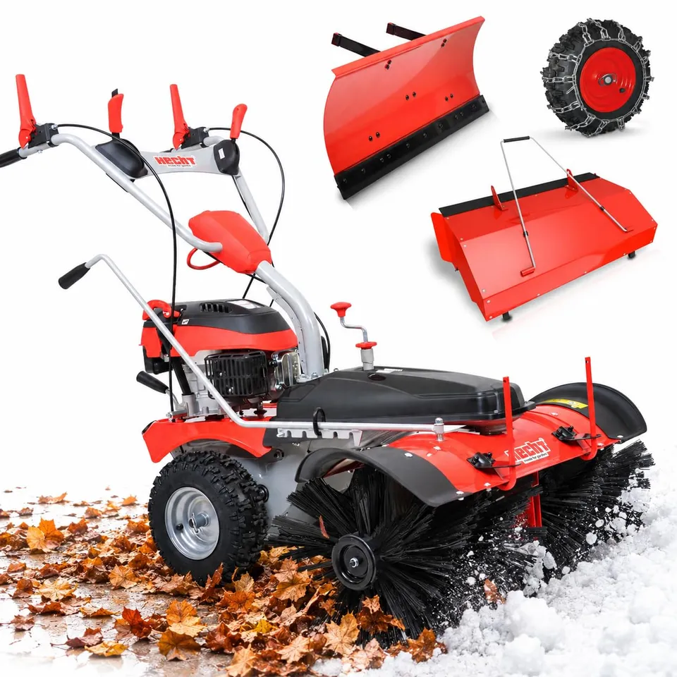 hecht-kehrmaschine-benzin-100cm-set-mit-schneeschild-auffangbox image 1