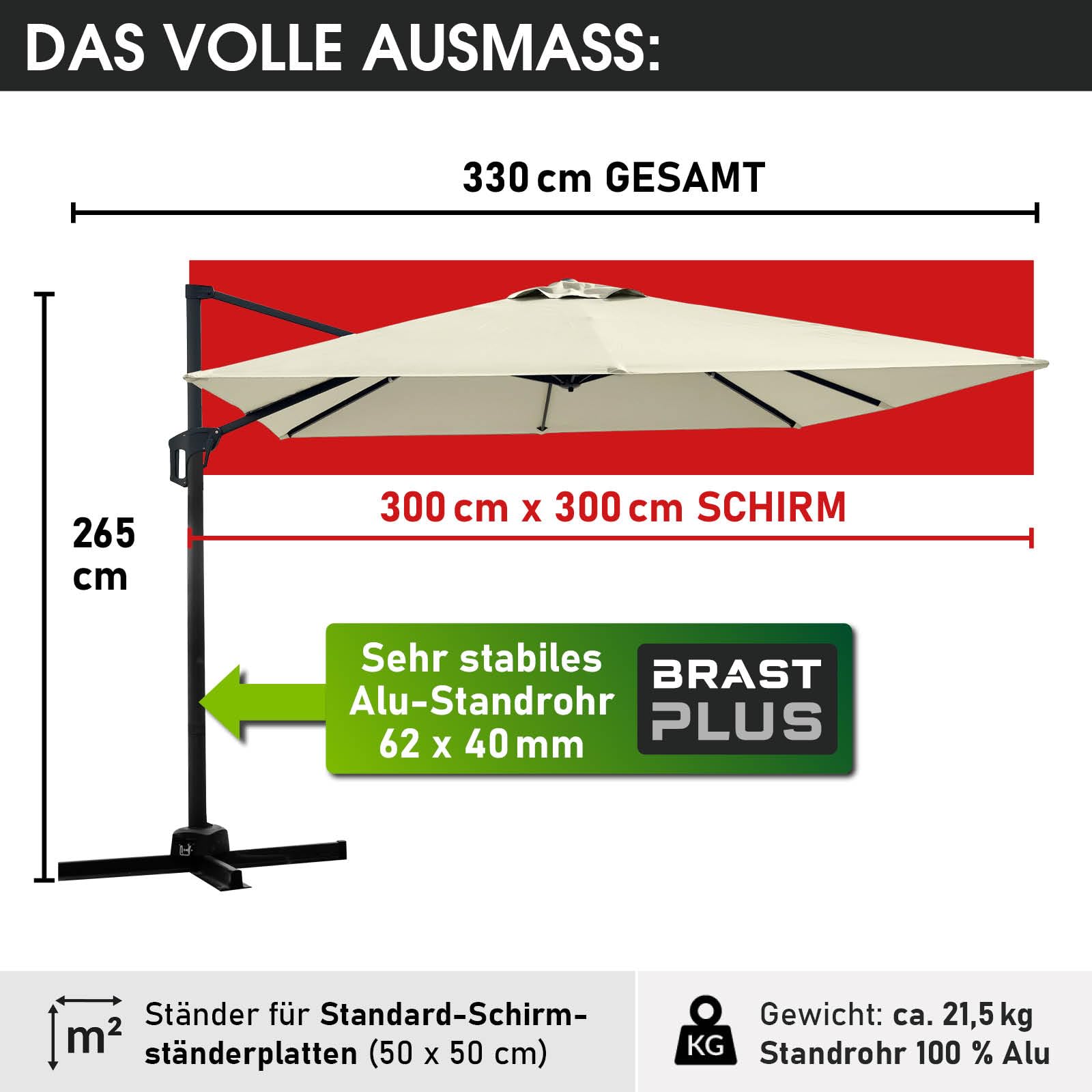 brast-ampelschirm-alu-3x3m-sonnenschirm-beige-uv50 image 2