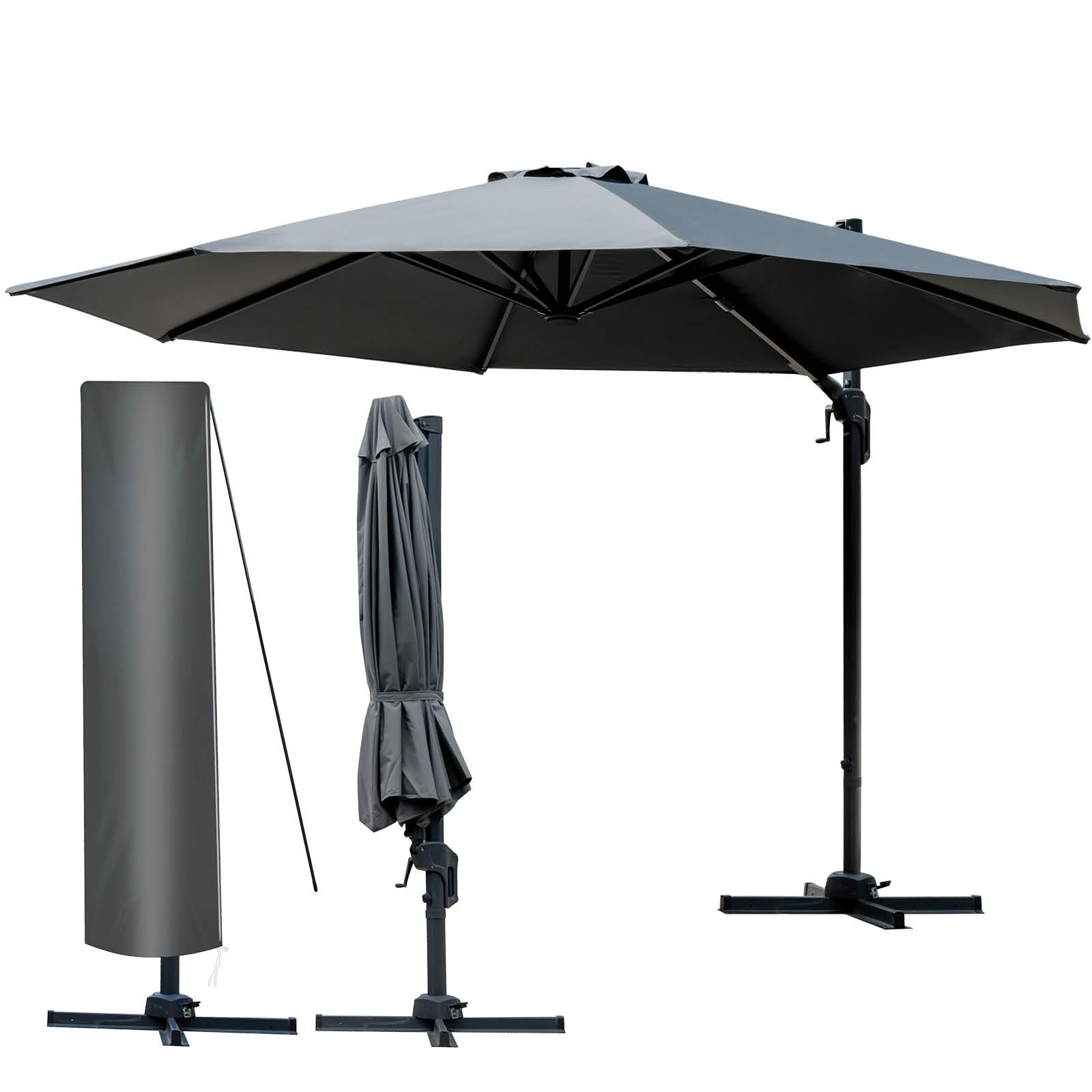 brast-alu-ampelschirm-300-cm-grau-uv50-drehbar image 1